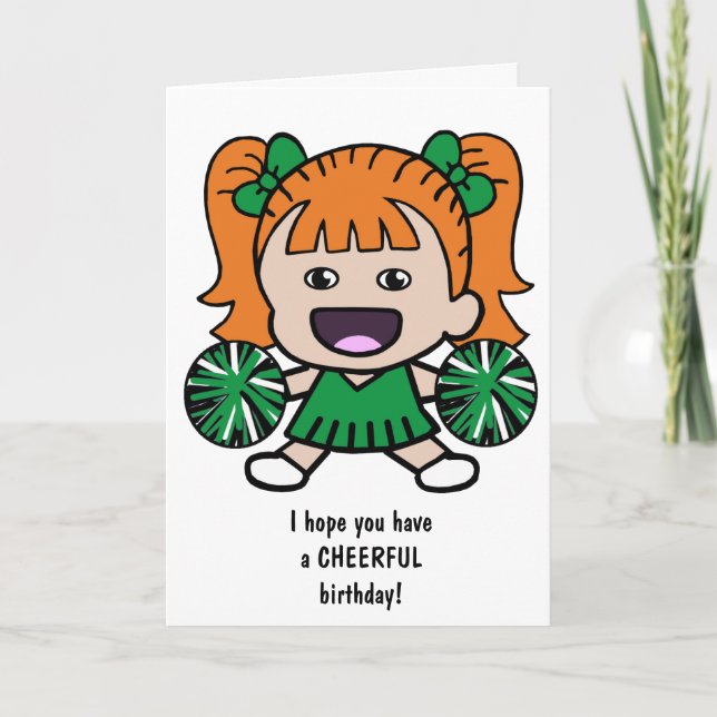 Tecknad Cheerwriter Birthday Card for Girls Kort (Framsida)