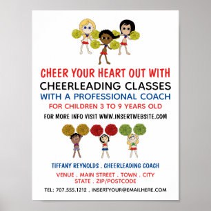 Tecknad Cheerwriter Design, Cheerlead Classes Poster