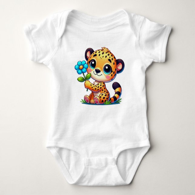Tecknad Cheetah Baby BodyKostymer T Shirt (Framsida)
