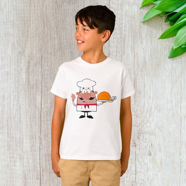 Tecknad Chef Holding Roast Turkiet T Shirt (Skapare uppladdad)