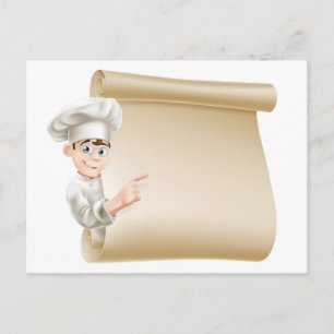 Tecknad chef och meny