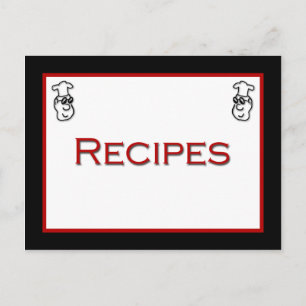Tecknad Chef Red Black White Recept Card Vykort