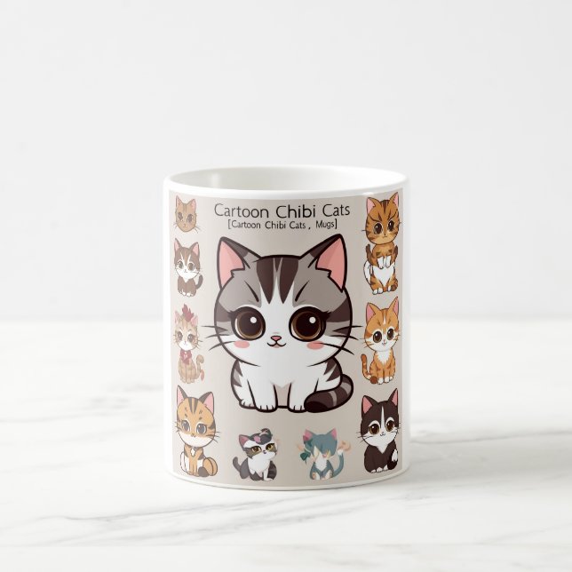 Tecknad Chibi Cats Mugg (Center)