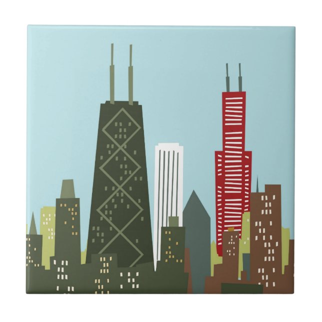 Tecknad Chicago Kakelplatta (Framsidan)