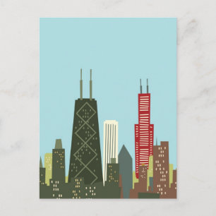 Tecknad Chicago Vykort