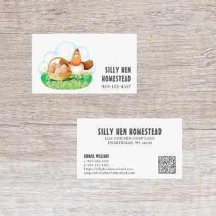 Tecknad Chicken Hen Egg QRCode Affärskort Visitkort