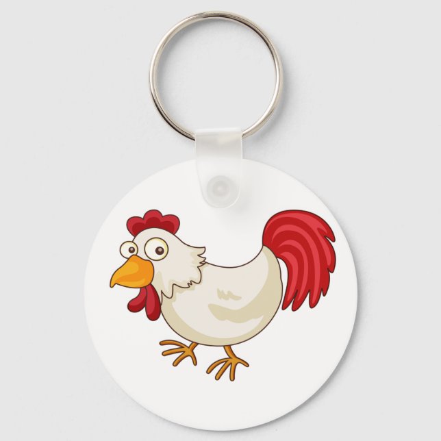 Tecknad Chicken Keychain Nyckelring (Framsida)