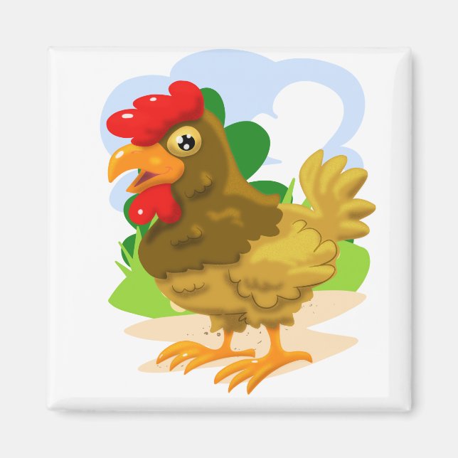 Tecknad Chicken Magnet (Framsidan)