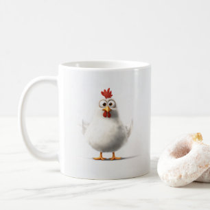 Tecknad Chicken med fluffy White Feather Kaffemugg