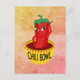 Tecknad Chili Bowl-ritning Vykort