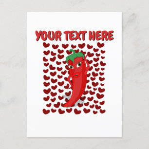 Tecknad Chili Pepper med Anpassningsbar Text Vykort