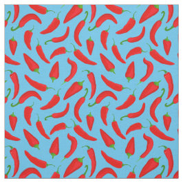 Tecknad Chili Pepper Mönster på Blue Tyg