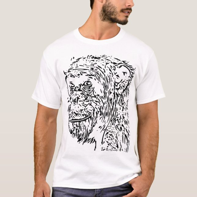 Tecknad Chimpanzee T Shirt (Framsida)