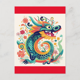 Tecknad China Dragon Wall Art Vykort