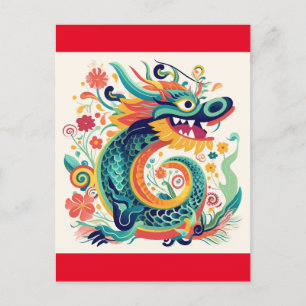 Tecknad China Dragon Wall Art Vykort