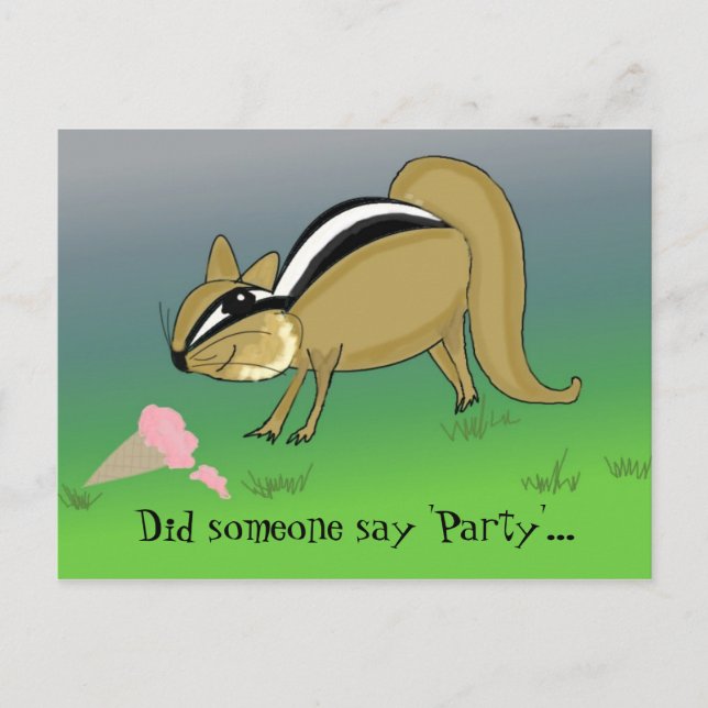 Tecknad Chipmunk med Ice Cream Cone Vykort (Framsida)