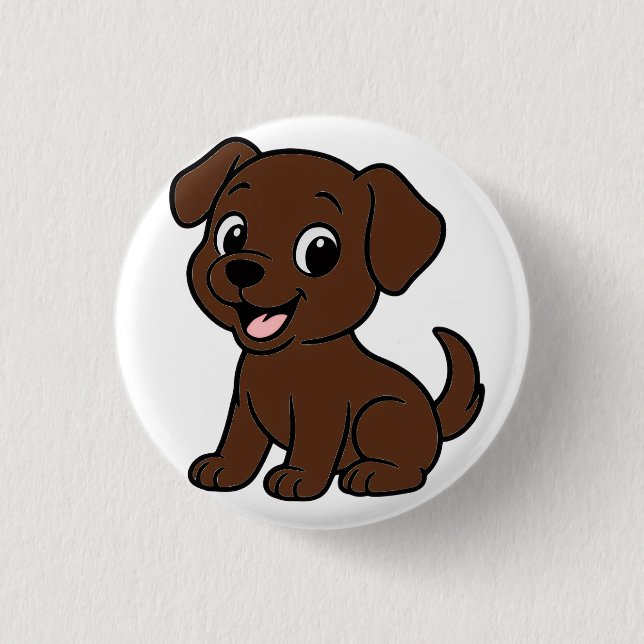 Tecknad chokladlabrador knapp (Framsida)