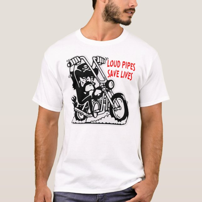 Tecknad Chopper Loud Rör Spara Lives © T Shirt (Framsida)