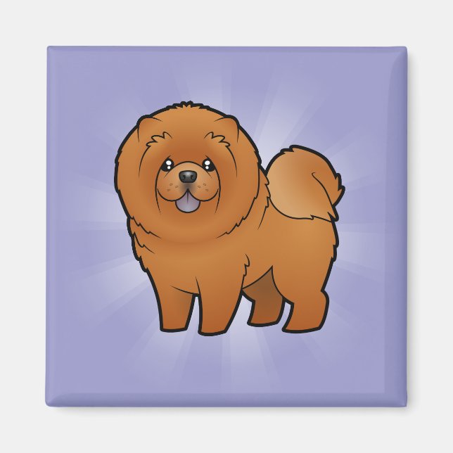 Tecknad Chow Chow Chow Magnet (Framsidan)