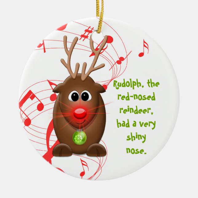 Tecknad Christms Reindeer jul Ornament (Framsidan)
