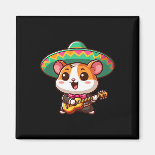 Tecknad Cinco De Mayo Hamster Mariachi Guitar Mexi Magnet