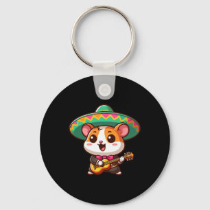 Tecknad Cinco De Mayo Hamster Mariachi Guitar Mexi Nyckelring