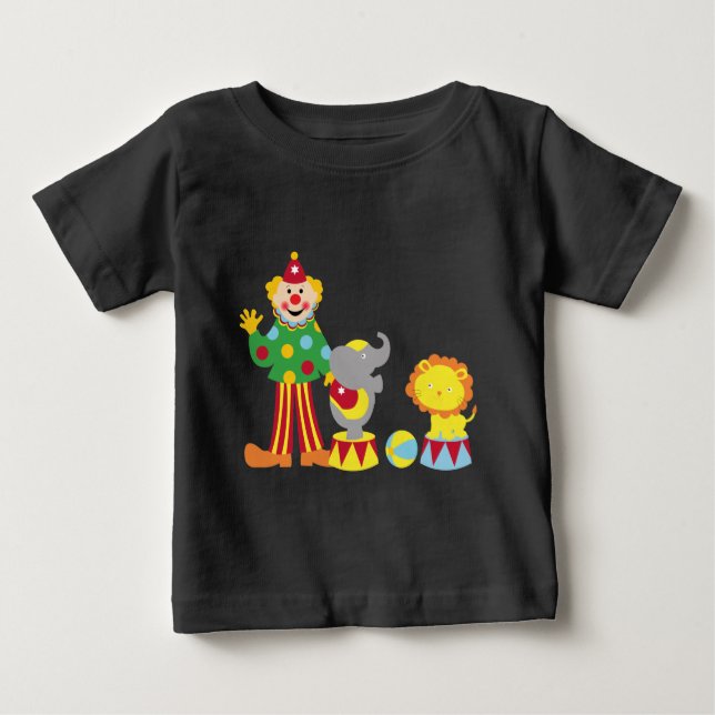 Tecknad Circus Clown and Animals Tee (Framsida)