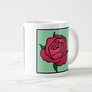 Tecknad Clip Art Alla hjärtans dag Röd ros blomma Jumbo Mugg