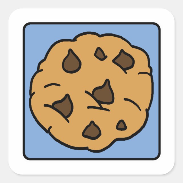 Tecknad Clip Art Chocolate Chip Cookie Dessert Fyrkantigt Klistermärke (Framsida)