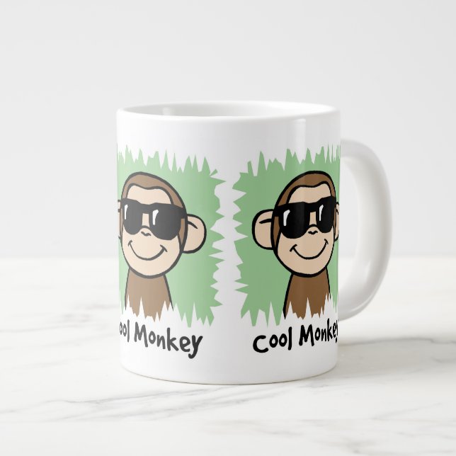 Tecknad Clip Art Cool apa med solglasögon Jumbo Mugg (Framsida höger)