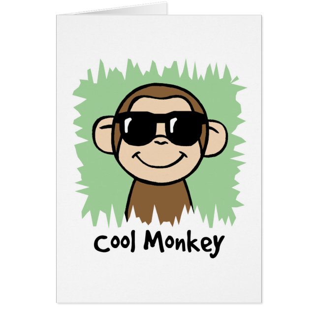Tecknad Clip Art Cool Monkey med solglasögon OBS Kort (Framsidan)