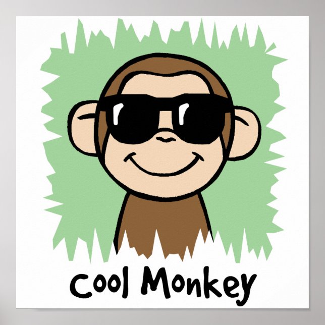 Tecknad Clip Art Coola Monkey med solglasögon Poster (Framsidan)