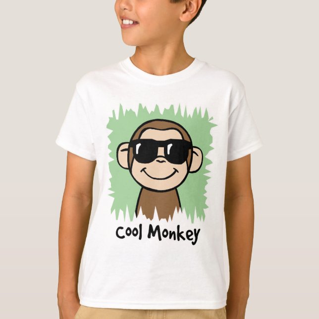 Tecknad Clip Art Coola Monkey med solglasögon T Shirt (Framsida)
