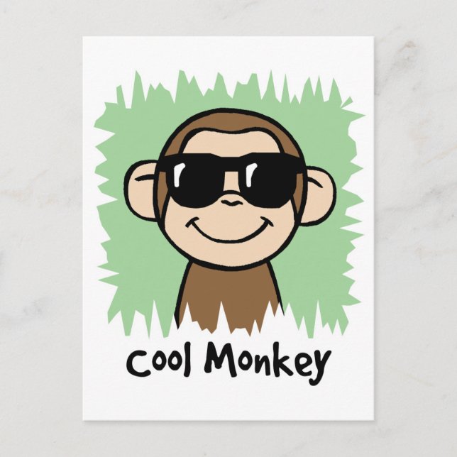 Tecknad Clip Art Coola Monkey med solglasögon Vykort (Framsida)