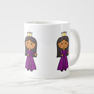 Tecknad Clip Art Cute Princess med Tiara Jumbo Mugg
