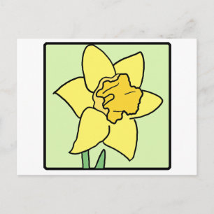 Tecknad Clip Art Daffodil Vår Garden Flower Vykort