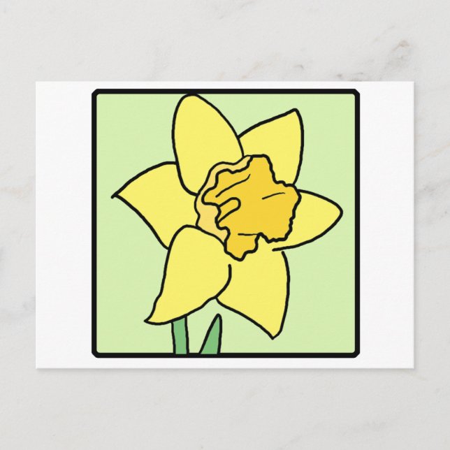 Tecknad Clip Art Daffodil Vår Garden Flower Vykort (Framsida)