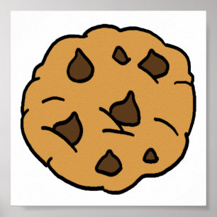 Tecknad Clipart HUGE Chocolate Chip Cookie Dessert Poster