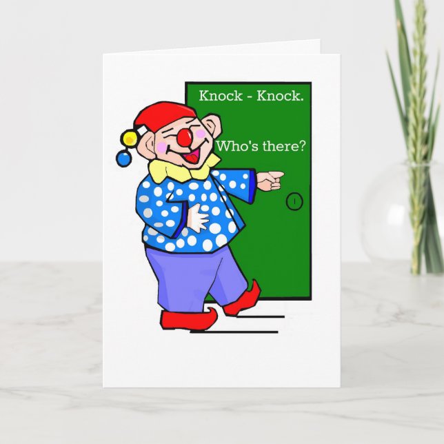 Tecknad Clown Knock-Knock-Birthday Kort (Framsida)