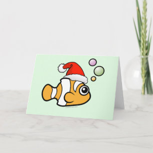 Tecknad Clownfish Santa Helgkort