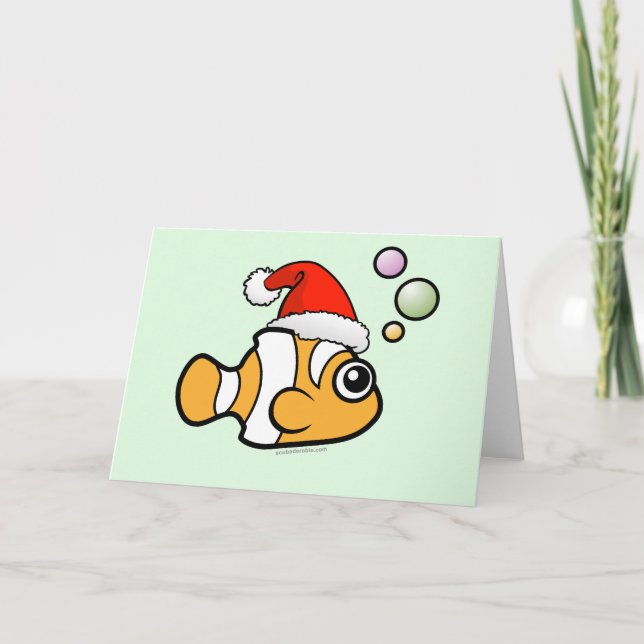 Tecknad Clownfish Santa Helgkort (Framsida)
