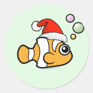 Tecknad Clownfish Santa Runt Klistermärke