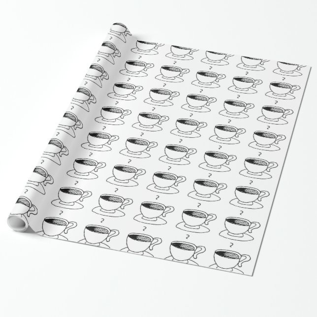 Tecknad Coffee Kopp Demitasse Cute Tecknad Presentpapper (Utrullad)