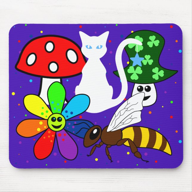 Tecknad Collage Mousepad Musmatta (Framsidan)