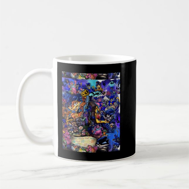 Tecknad Collage Sly Cooper Graphic Kaffemugg (Vänster)