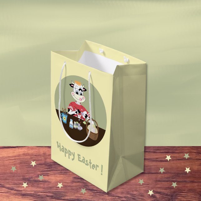 Tecknad comålarägg gult Påsk presentsäck (Easter gift bag)
