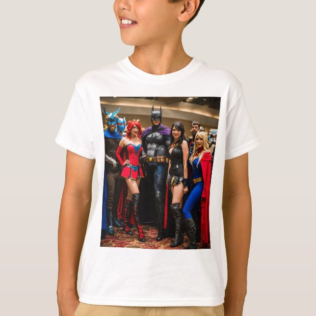 "Tecknad Con Group Photo Cotton T-Shirt" T Shirt (Framsida)