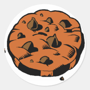 tecknad cookie runt klistermärke