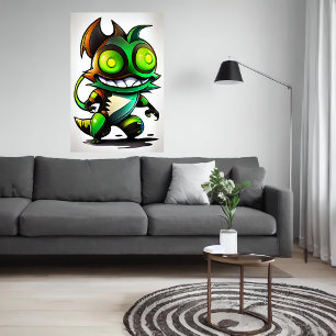 Tecknad coola utomjording AI Art Poster
