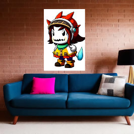 Tecknad coola utomjordingsflicka | AI Art Poster